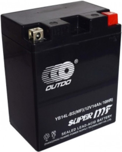 Кислотний Мото Акумулятор Outdo (Аутду) YB14L-BS Ca/Ca 12V 14AH