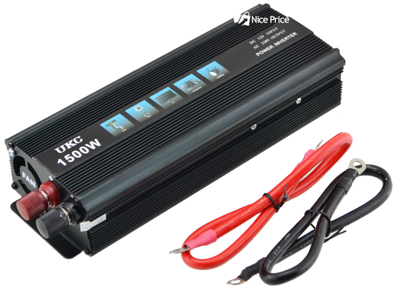 Перетворювач напруги(інвертор) UKC 12-220V 1500W + USB Black