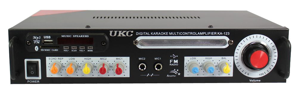 Підсилювач звуку UKC AK-123 2x150W Bluetoth з функцією караоке