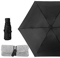 Кишеньковий міні парасольку у тканинному футлярі Black (2996)