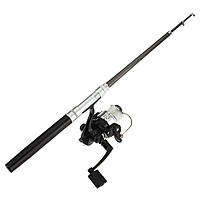 Карманная мини-удочка в боксе Pocket Pen Fishing Rod + катушка Black (3337)