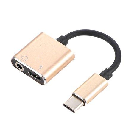 Перехідник 2 в 1 USB Type C 3.5 mm Jack для зарядки і прослуховування музики JBC042 Gold (5397)