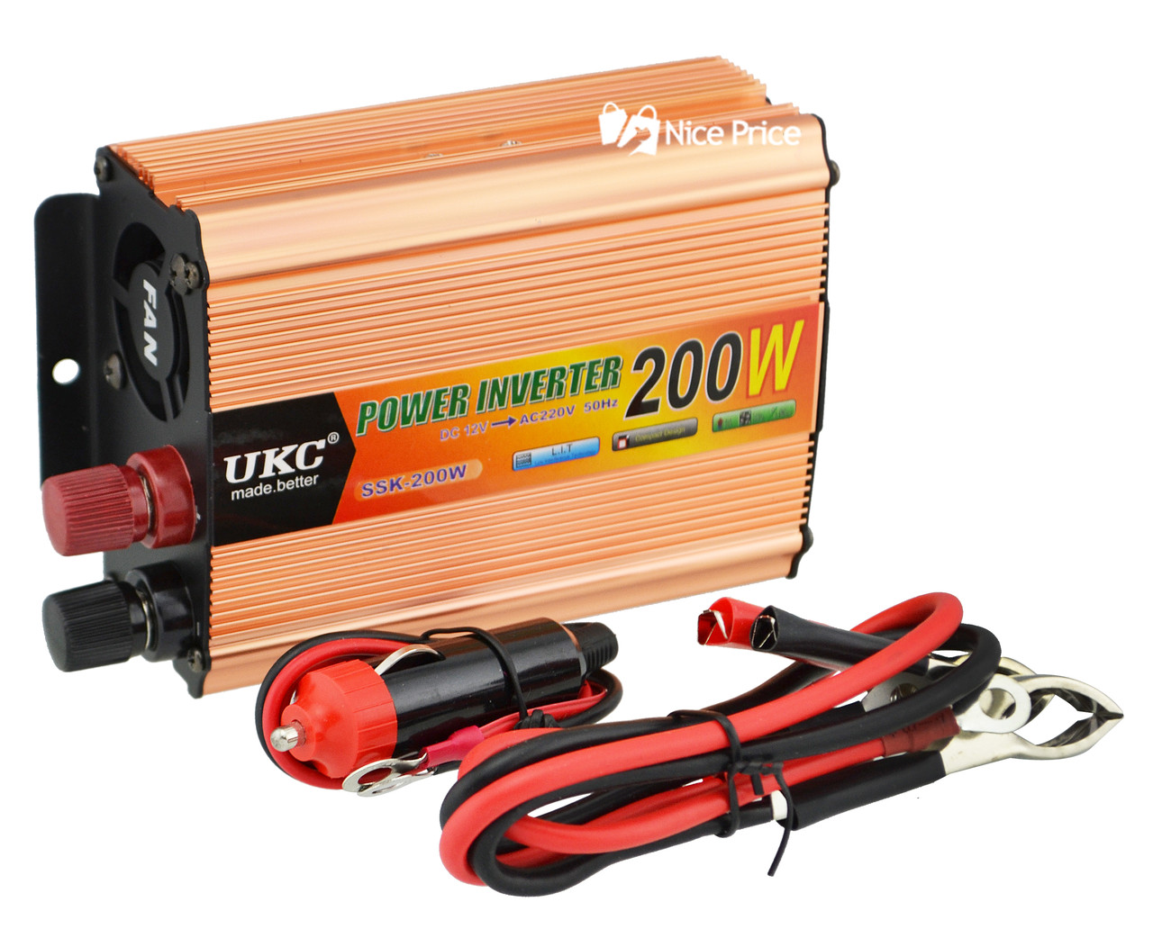 Перетворювач напруги (інвертор) 12-220V 200W + USB Gold (7063)