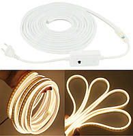 Гнучка неонова світлодіодна стрічка NEON LED (120 світлодіодів/м) SMD 3528 IP65 220V Теплий жовтий