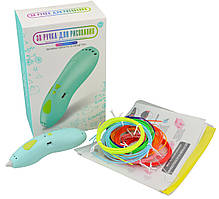 Бездротова низькотемпературна 3D ручка 369.TOYS Blue + трафарети