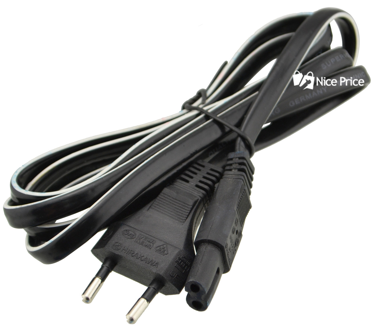 Кабель мережевий 220V 2pin Black/White (1262)