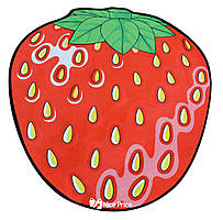 Килимок 3D круглий безворсовий з 3д принтом килимок для будинку 80см Полуниця