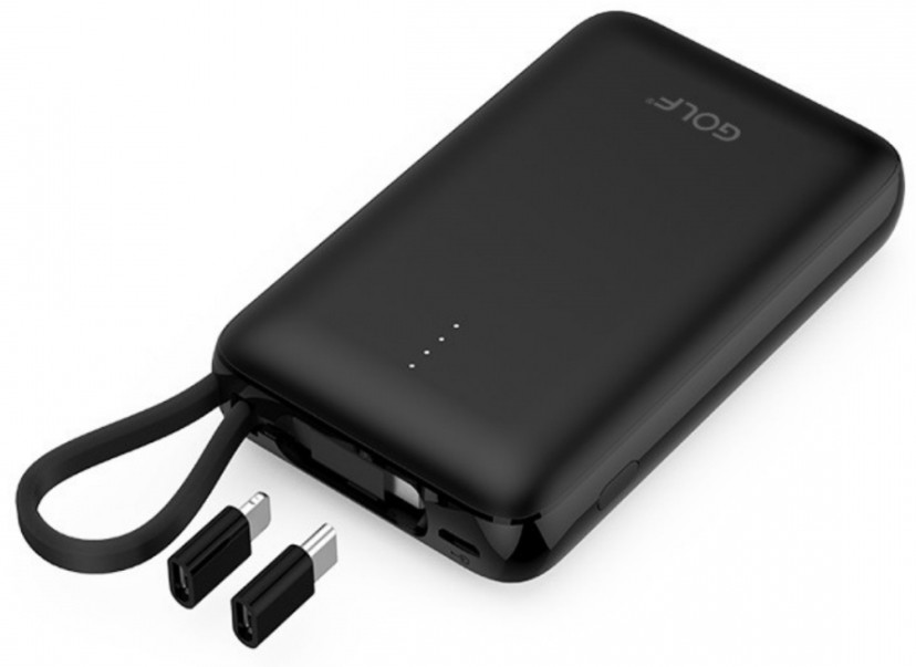 Зовнішній акумулятор Golf G74 10000 mAh + перехідники Black (90713)