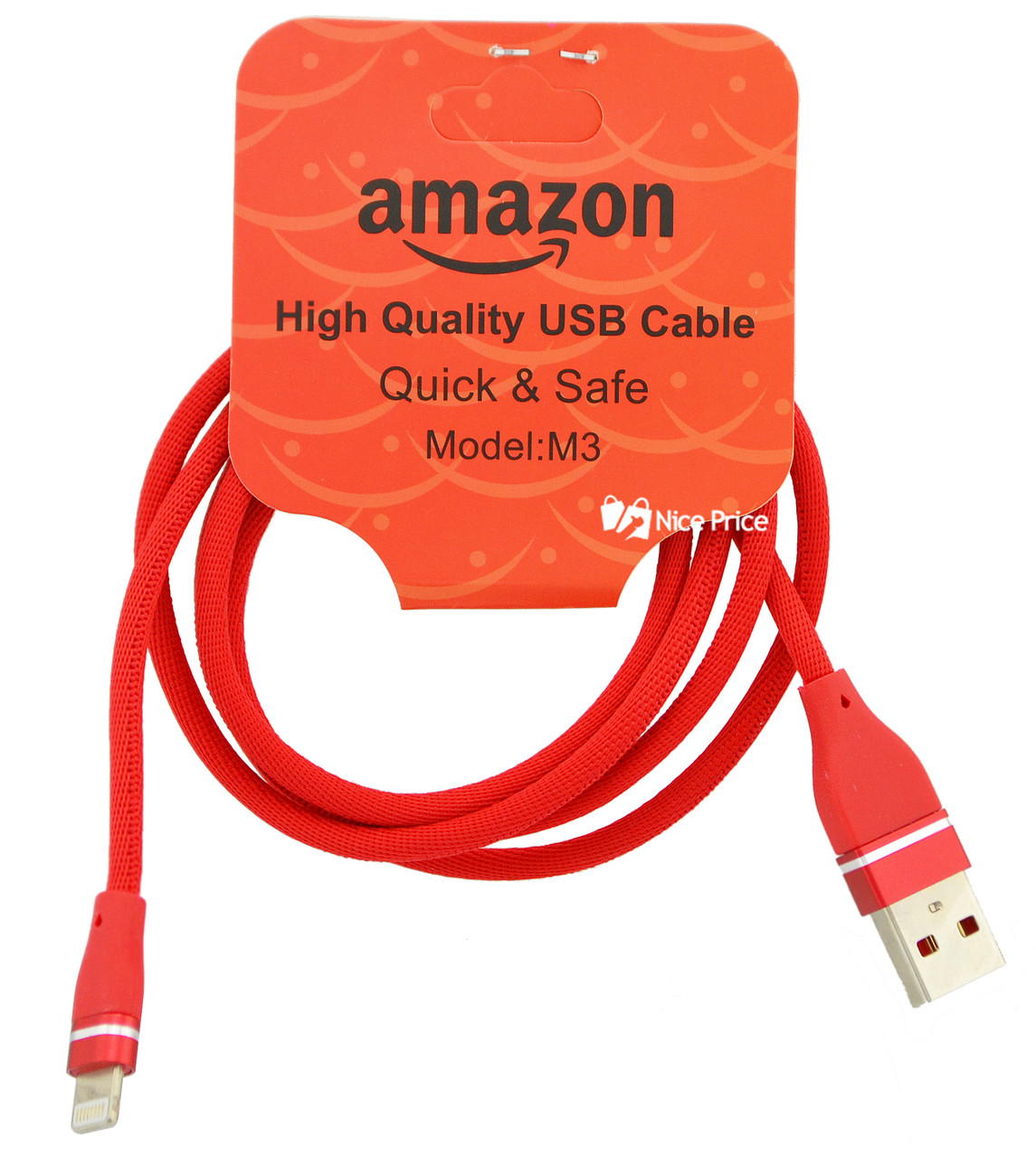 USB кабель для iPhone Lightning (кабель для зарядки айфона) 1 метр Amazon M3 (Мікс кольорів) (90441)