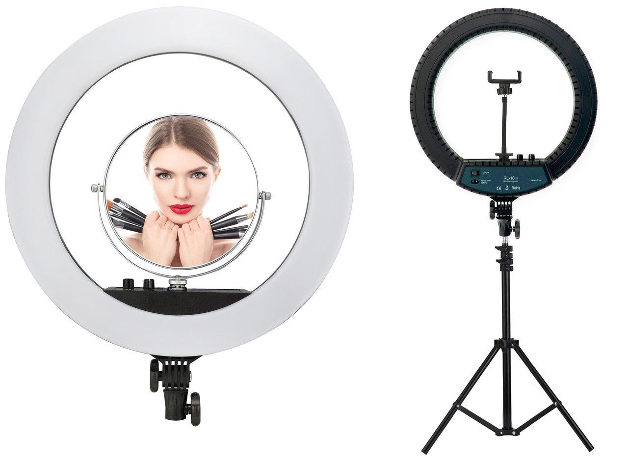 Кільцева LED лампа RL-18 II діаметром 44см з дзеркалом (7357)