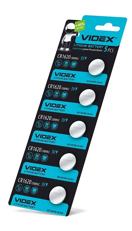 Батарейка літієва Videx CR1620 5009LC 3V Блістер 5шт