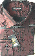Рубашка мужская Emerson vd-0010 чёрная приталенная в узор с длинным рукавом