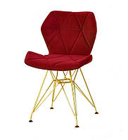 Стул Greg GD-ML велюр красный B-1016 на золотых ножках, дизайн Charles & Ray Eames