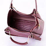 Набір жіночих сумок 4 в 1, екошкіра під крокодила, фіолетовий опт, фото 2