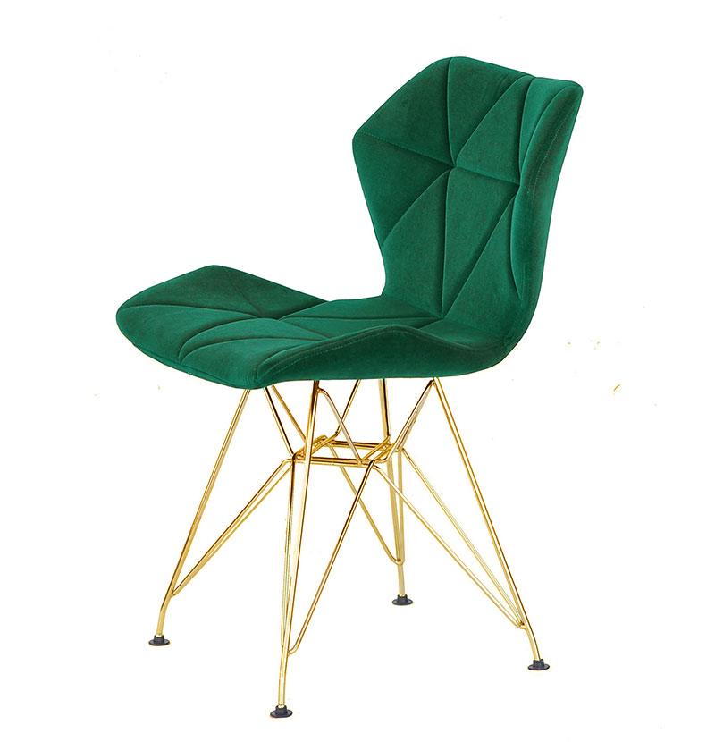 Стілець Greg GD-ML велюр зелений B-1003 на золотих ніжках, дизайн Charles&Ray Eames