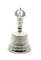 Колокол чакровый бронзовый посеребренный (№0)(d-6,5,h-11,5 см) (Непал)