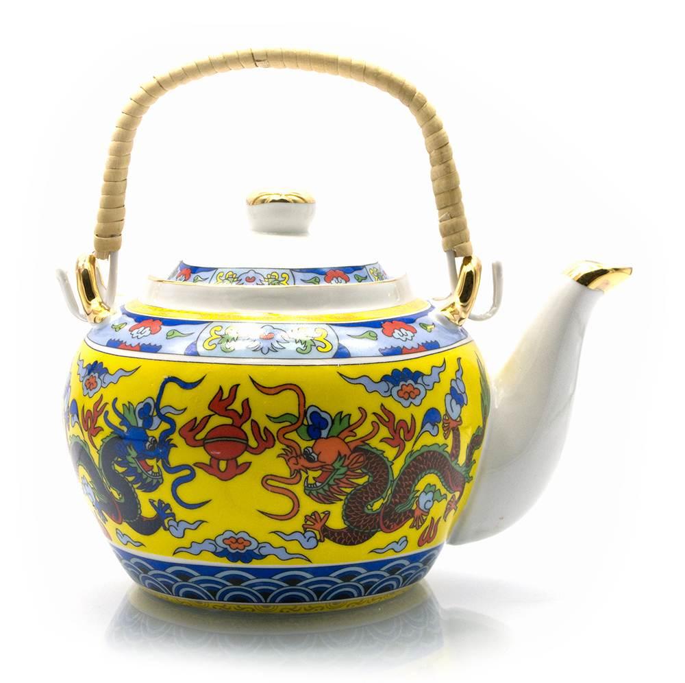 Чайник фарфор з бамбуковою ручкою (750мл.)(TPR1007-6) "Дракони"