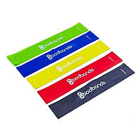 Набор разноцветных спортивных резинок Bodbands для занятий фитнесом комплект лент эспандеров для ног 5 шт в 1