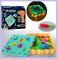 Детский развивающий конструктор "Diy Light Puzzle" на шурупах 200 деталей Конструктор - Болтовая мозаика -
