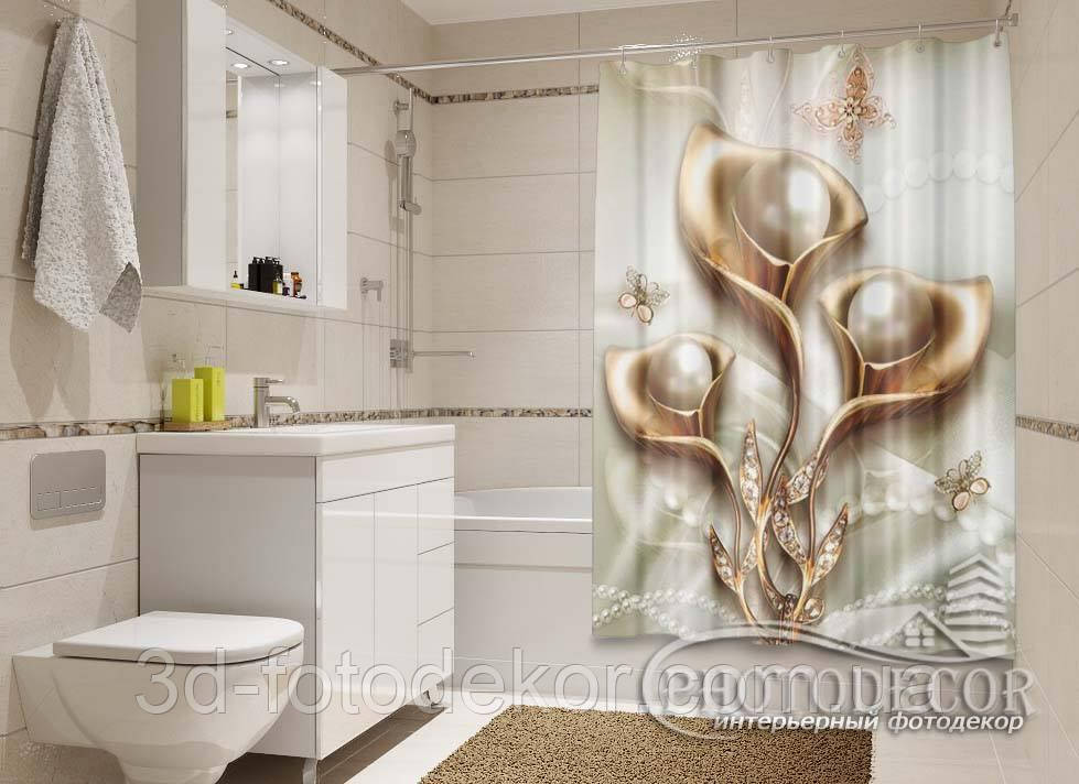 Фото Шторка для ванної "3D Кали з перлами" - ціна вказана за 1 м.кв. Читаємо опис!