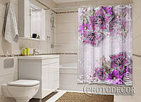 Фото Шторка для ванной "3D сиреневые цветы" - цена указана за 1 м.кв. Читаем Описание!