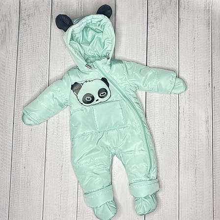 Дитячий демісезонний комбінезон Панда 74 80 розмір - осінній весняний комбінезон для діток від народження, фото 2