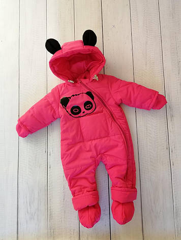 Дитячий демісезонний комбінезон Панда 74 80 розмір - осінній весняний комбінезон для діток від народження, фото 1