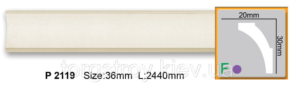 Карниз стельовий P2119F, довжина 2,00м, Gaudi decor, фото 1