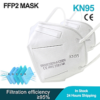Маска Респиратор Защитная KN95 / FFP2 пятислойная в заводской упаковке с фиксатором переносицы 1шт.