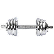 Гантелі 15 кг 2 шт. по 7.5 кг. розбірні хромовані KIS (2 грифи l-33 см, хром. млинці), фото 3