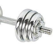 Гантелі 15 кг 2 шт. по 7.5 кг. розбірні хромовані KIS (2 грифи l-33 см, хром. млинці), фото 4