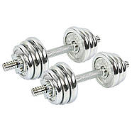 Гантелі 15 кг 2 шт. по 7.5 кг. розбірні хромовані KIS (2 грифи l-33 см, хром. млинці), фото 2