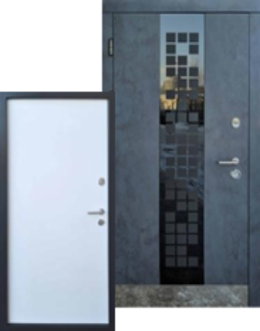 Вхідні двері Форт-М Тріо Сіті бетон антрацит/білий вулиця