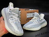 Чоловічі кросівки Adidas Yeezy Boost 350 v2 сіточка демісезонні сірі з білим, фото 3