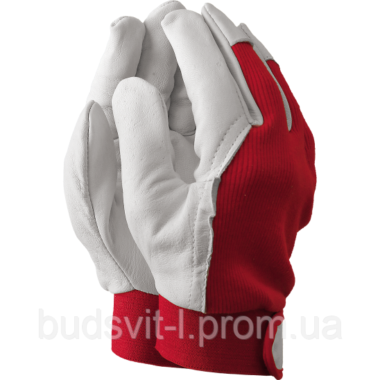 Рукавички шкіряні комбіновані з манжетом на липучці