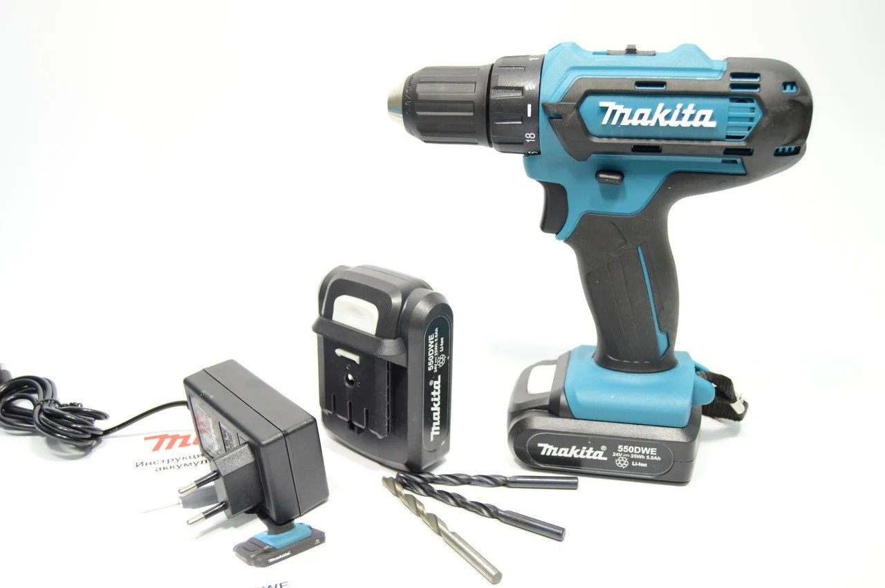 Шуруповерт акумуляторний Makita 550DWE (Макіта 24V 5A/h 2 акумулятора+підсвітка)