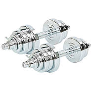 Гантелі 25 кг 2 шт. по 12.5 кг. розбірні хром. фікс. диск з різзю (2грифа l-40см, (2,5+1,75+1х4)), фото 2