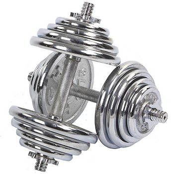 Гантелі 27 кг 2 шт. по 13.5 кг. розбірні хромовані HIGHQ SPORT (2 грифи l-35 см, хром. млинці)