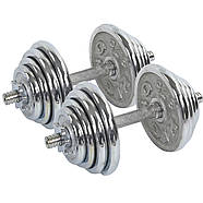 Гантелі 27 кг 2 шт. по 13.5 кг. розбірні хромовані HIGHQ SPORT (2 грифи l-35 см, хром. млинці), фото 2