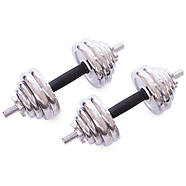 Набір 30 кг гантелей розбірні хромовані млинці в пласт.кейсі, фото 5