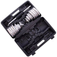 Набір 30 кг гантелей розбірні хромовані млинці в пласт.кейсі, фото 2