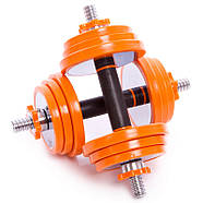 Набір 20 кг гантелей розбірні сталеві млинці в пласт.кейсі (в комплект.подовжувач грифа), фото 4