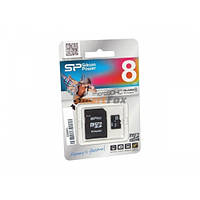 Карта пам'яті 8Gb SiliconPower microSDHC class 4 (adapter SD)