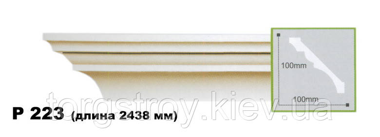 Карниз стельовий P223, довжина 2,00м, Gaudi decor, фото 1