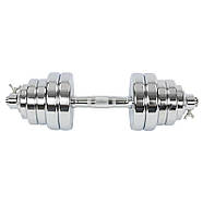 Гантелі 35 кг 2 шт. по 17.5кг. розбірні хром. фікс. диск з різзю (2грифа l-40 см, (2,5+2,5+1,5+1,5)х4)), фото 3