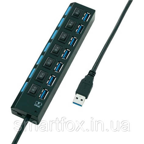 USB хаб 7 портів c вимикачами USB 3.0, фото 2