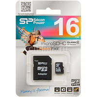 Карта пам'яті 16Gb SiliconPower microSDHC class 4 (adapter SD)