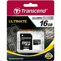 Карта пам'яті 16Gb Transcend microSDHC class 10 (adapter SD)