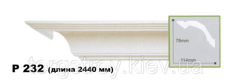 Карниз стельовий гнучкий P232F, довжина 2,00м, Gaudi decor
