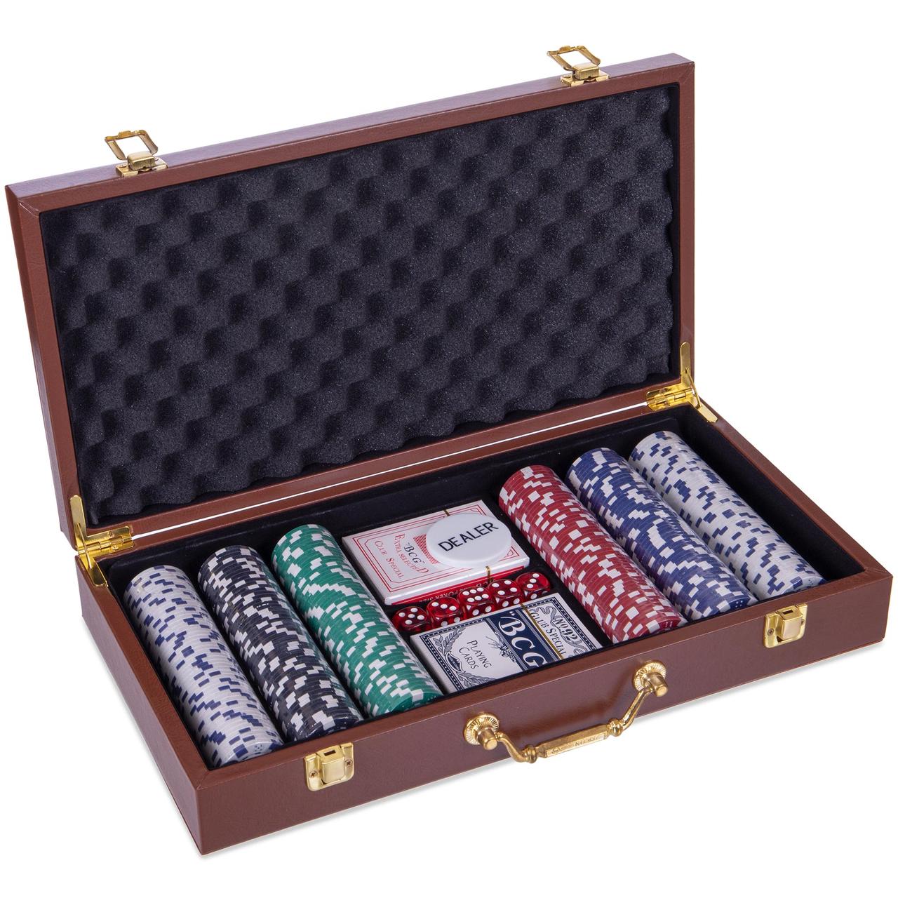 Набір для покера в шкірозамінник валізі PK300L на 300 фішок з номіналом (р-р 40х21х7,5 см)